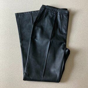 Shinestar Elegant Black Faux Leather Flare Pants Women Size L